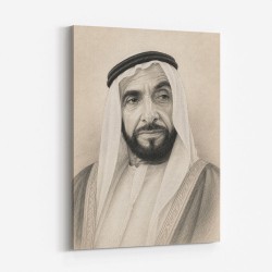 Sheikh Zayed Bin Sultan Al Nahyan Pencil Sketch Style Portrait