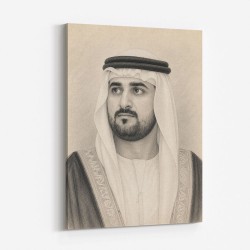Sheikh Maktoum Bin Mohammed Bin Rashid Al Maktoum Pencil Sketch Style Portait
