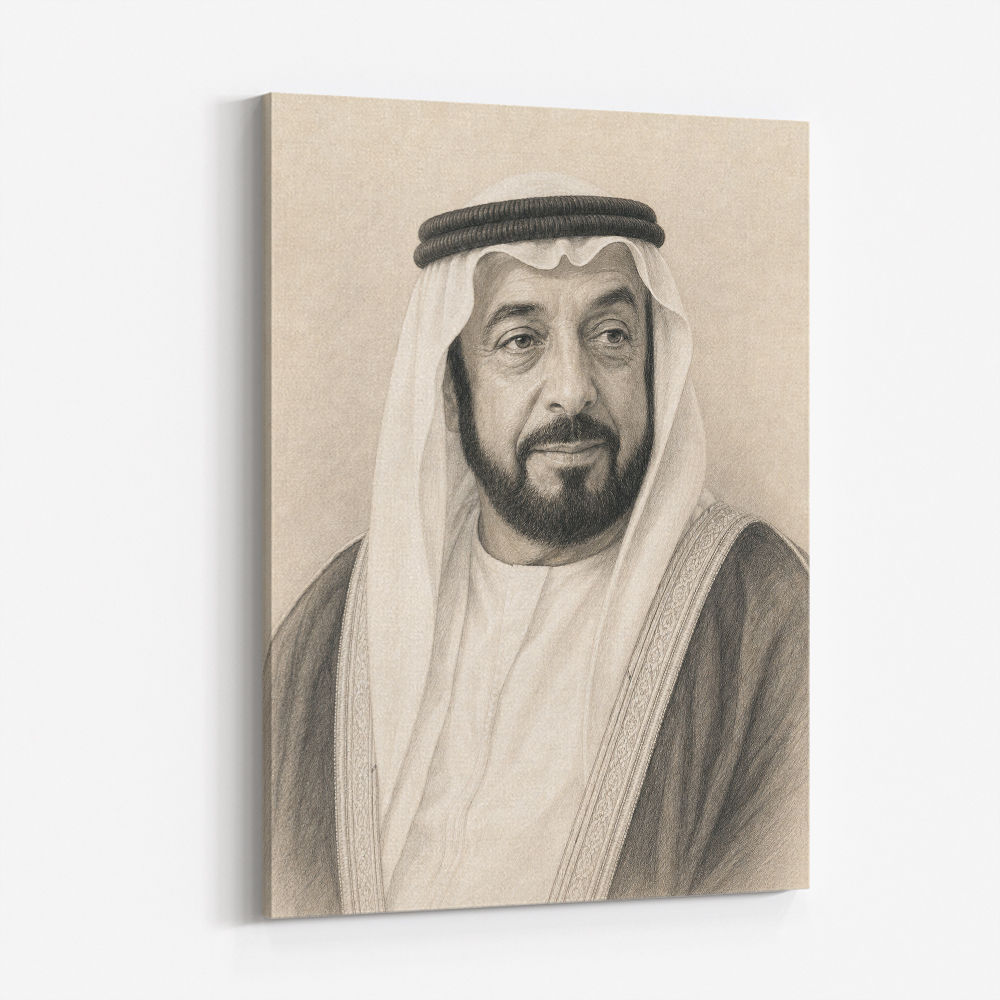 Sheikh Khalifa Bin Zayed Al Nahyan Pencil Sketch Style Portait