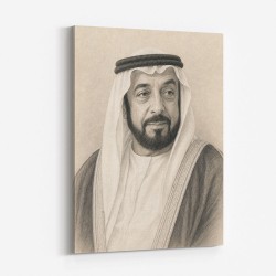 Sheikh Khalifa Bin Zayed Al Nahyan Pencil Sketch Style Portait