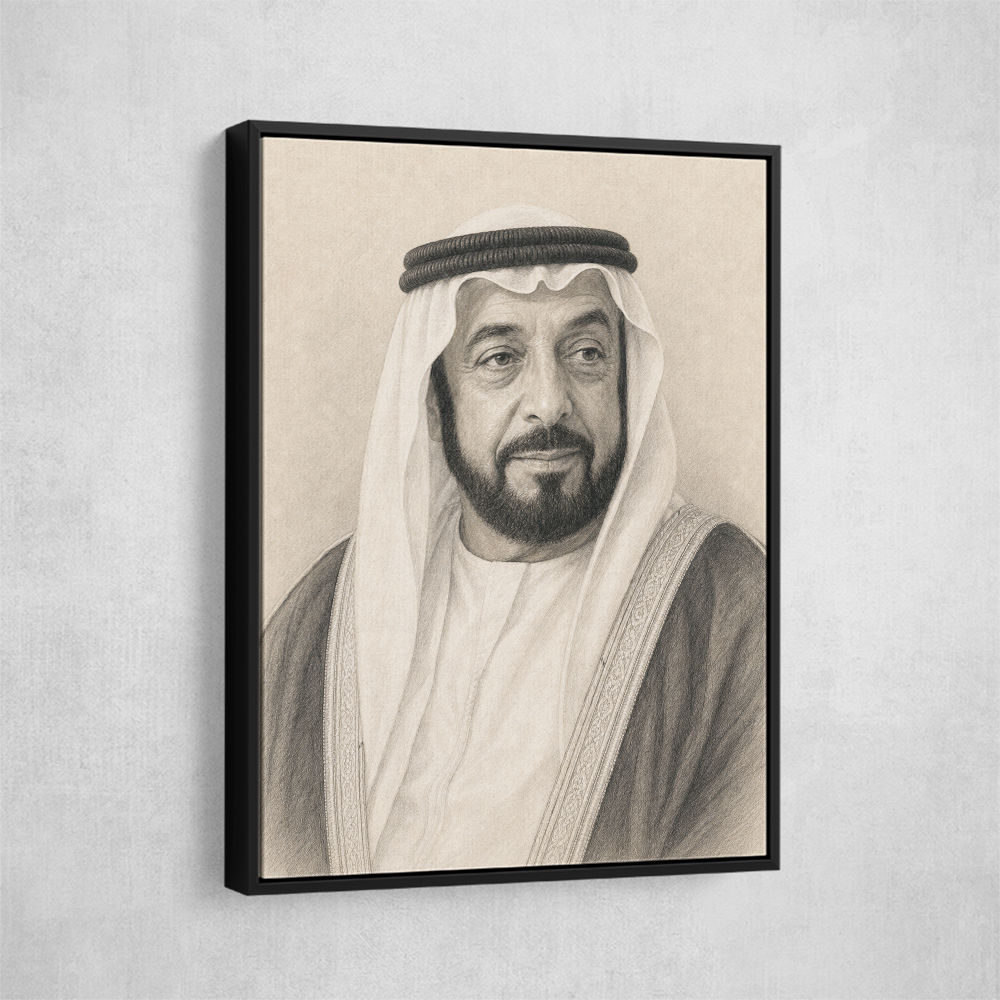 Sheikh Khalifa Bin Zayed Al Nahyan Pencil Sketch Style Portait