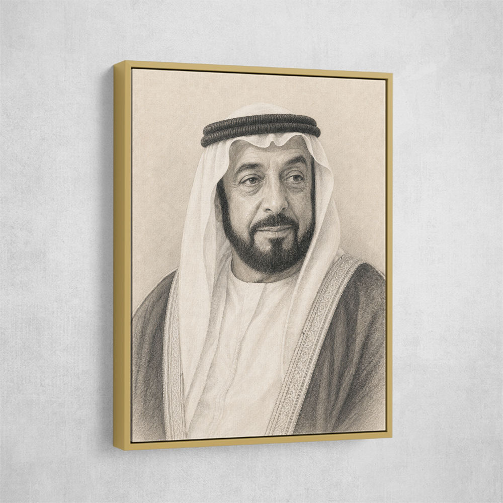 Sheikh Khalifa Bin Zayed Al Nahyan Pencil Sketch Style Portait