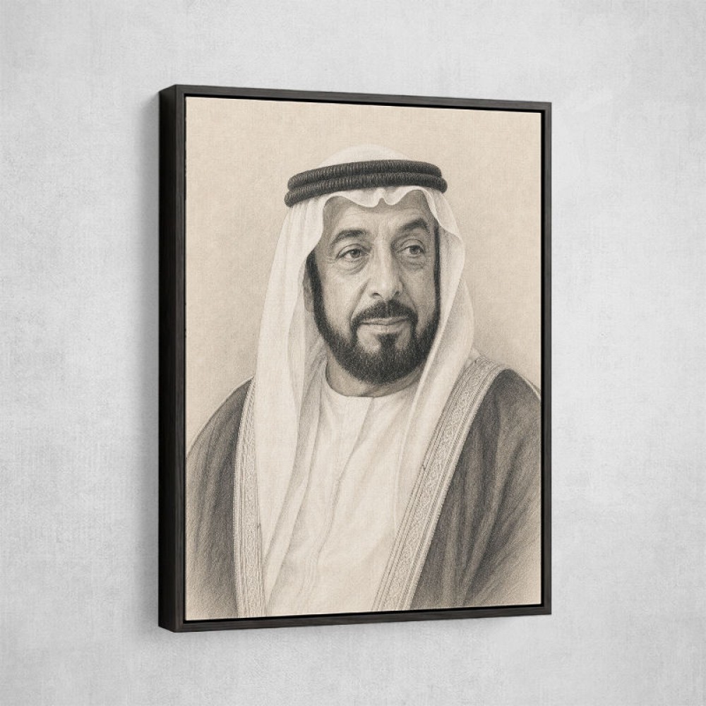 Sheikh Khalifa Bin Zayed Al Nahyan Pencil Sketch Style Portait