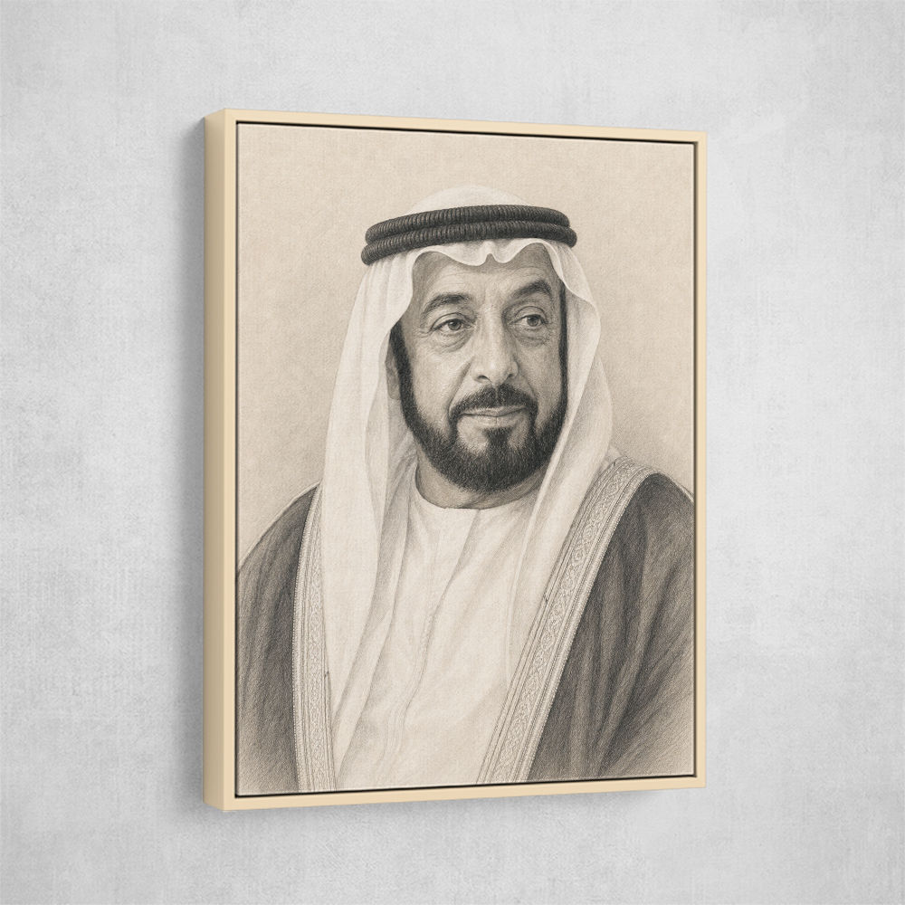 Sheikh Khalifa Bin Zayed Al Nahyan Pencil Sketch Style Portait