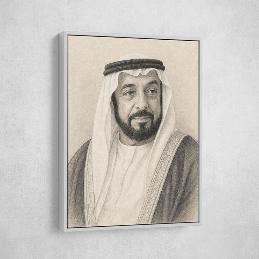 Sheikh Khalifa Bin Zayed Al Nahyan Pencil Sketch Style Portait