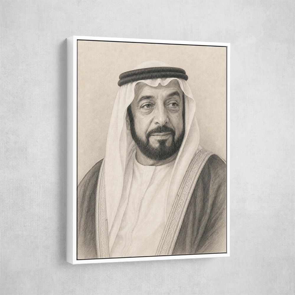 Sheikh Khalifa Bin Zayed Al Nahyan Pencil Sketch Style Portait