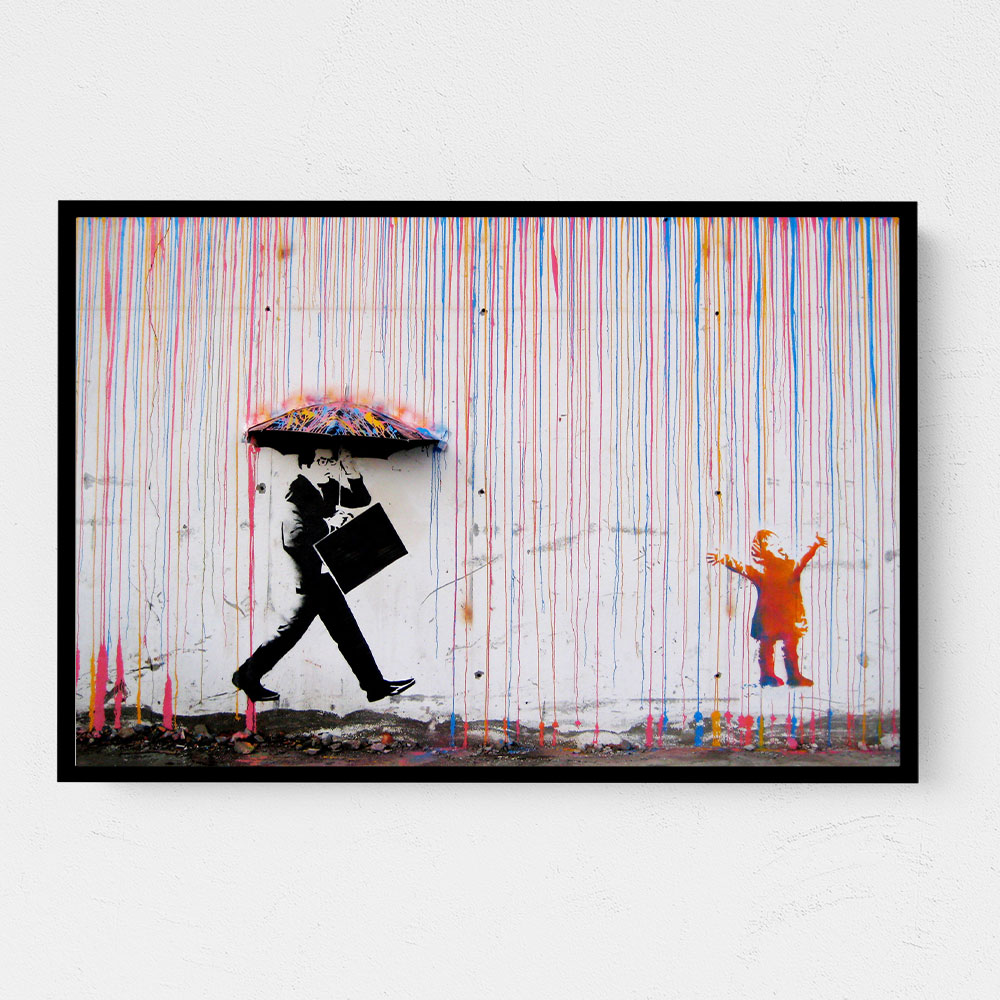 Banksy Graffiti Street Art Framed Set of 3 5x7 Art Print / Canvas