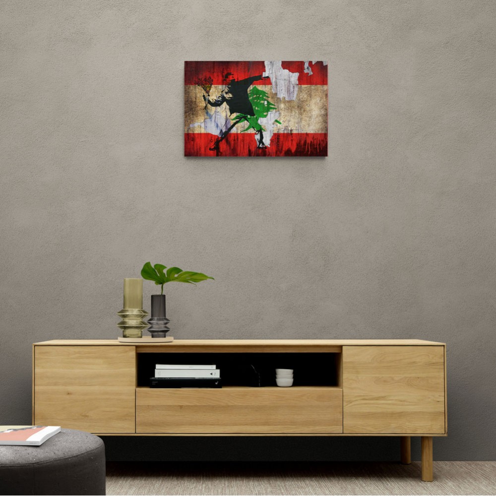 Banksy Flower Thrower Lebanese Flag