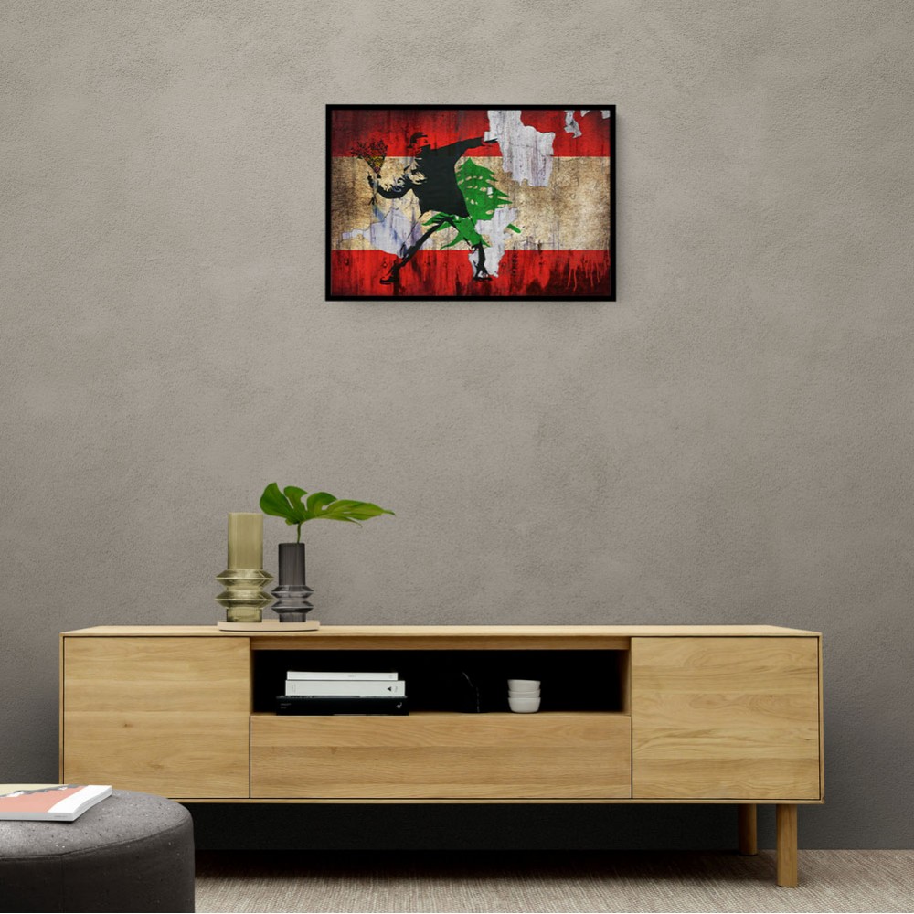 Banksy Flower Thrower Lebanese Flag