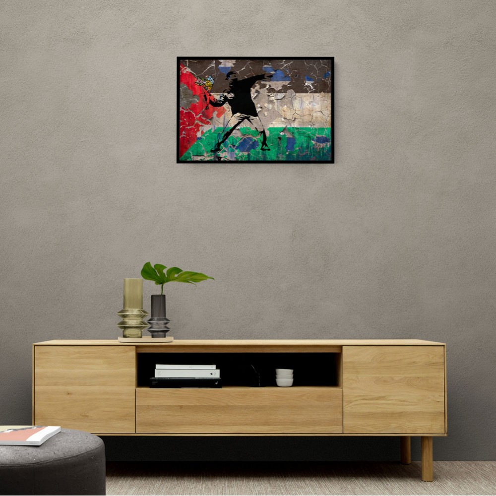 Banksy Flower Thrower Palestine Flag