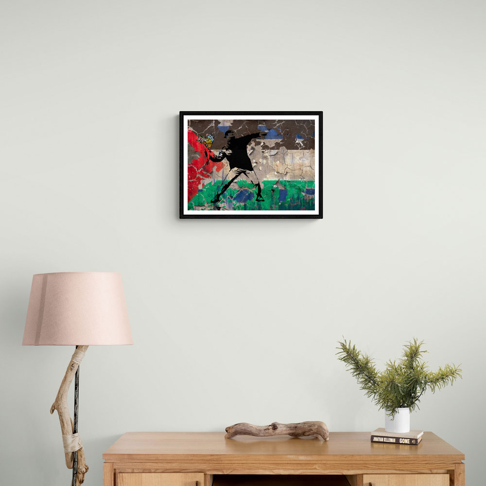 Banksy Flower Thrower Palestine Flag