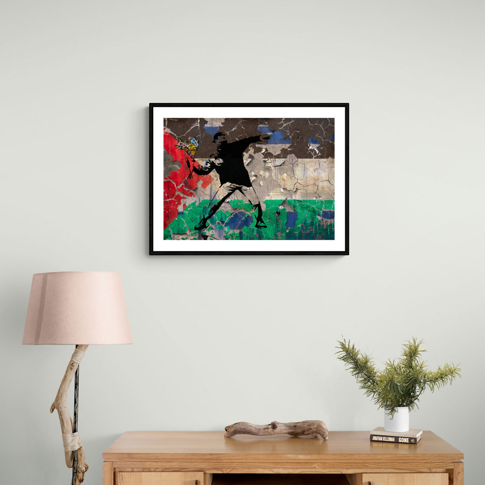 Banksy Flower Thrower Palestine Flag