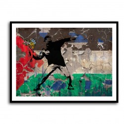 Banksy Flower Thrower Palestine Flag