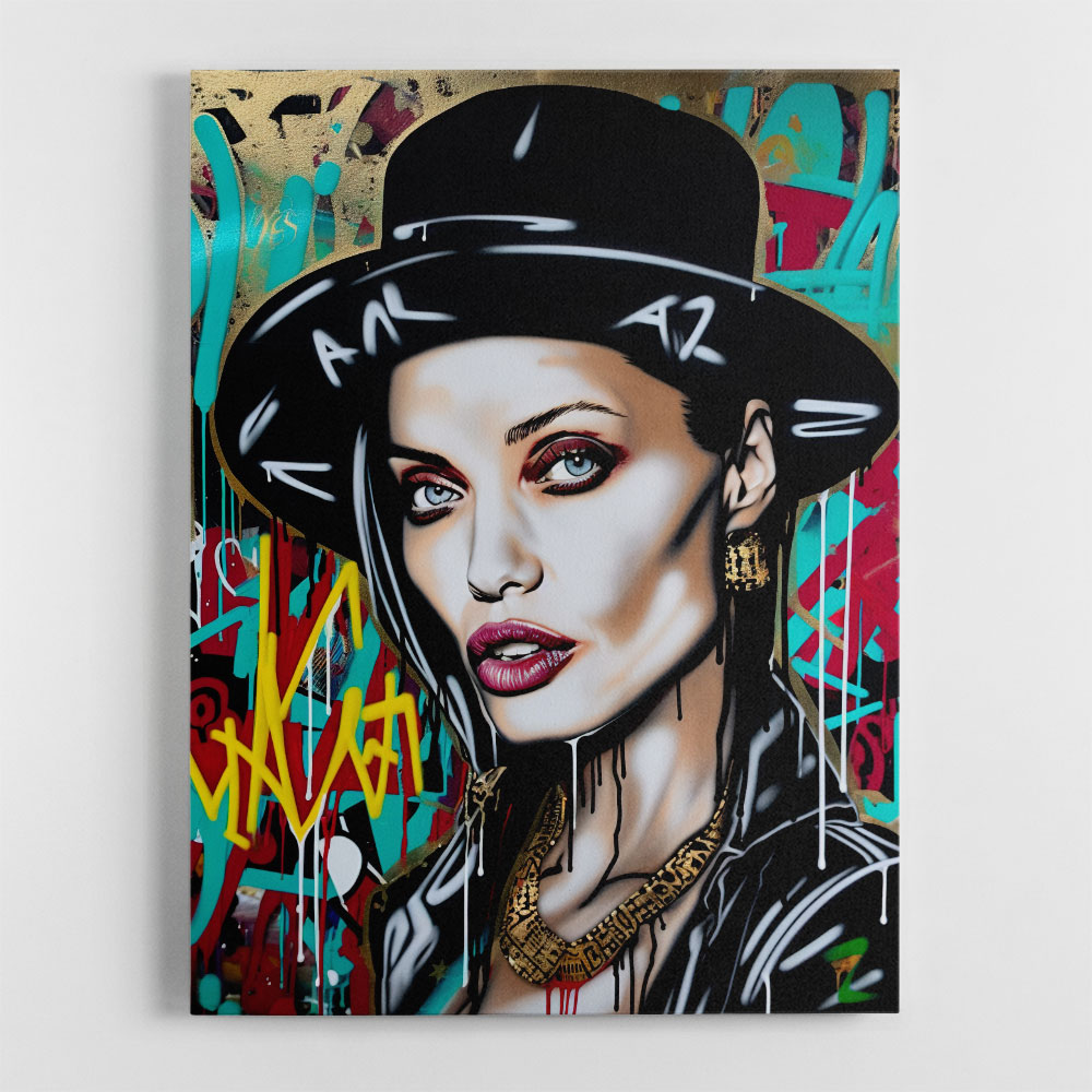 Angelina Jolie Graffiti Style Wall Art