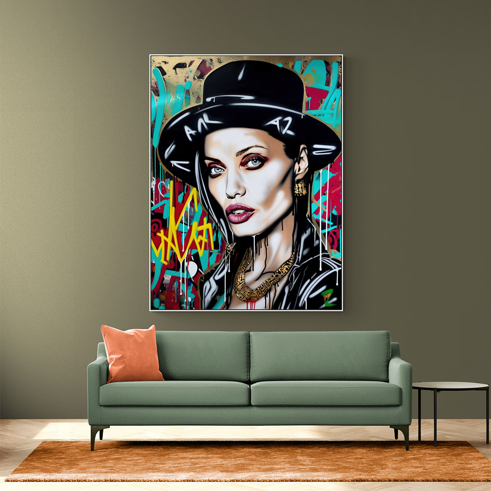 Angelina Jolie Graffiti Style Wall Art