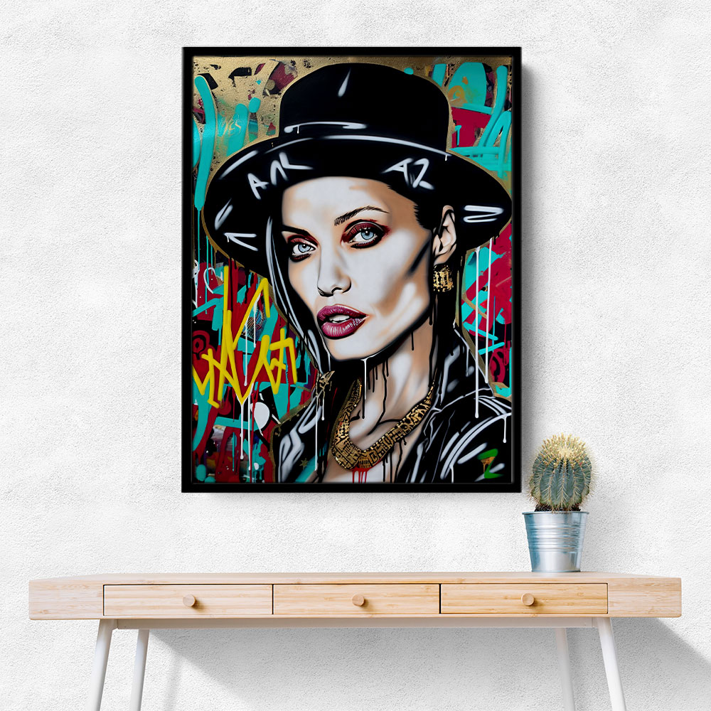 Angelina Jolie Graffiti Style Wall Art