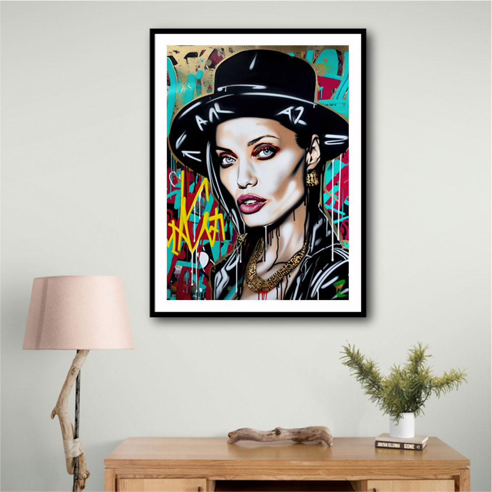 Angelina Jolie Graffiti Style Wall Art