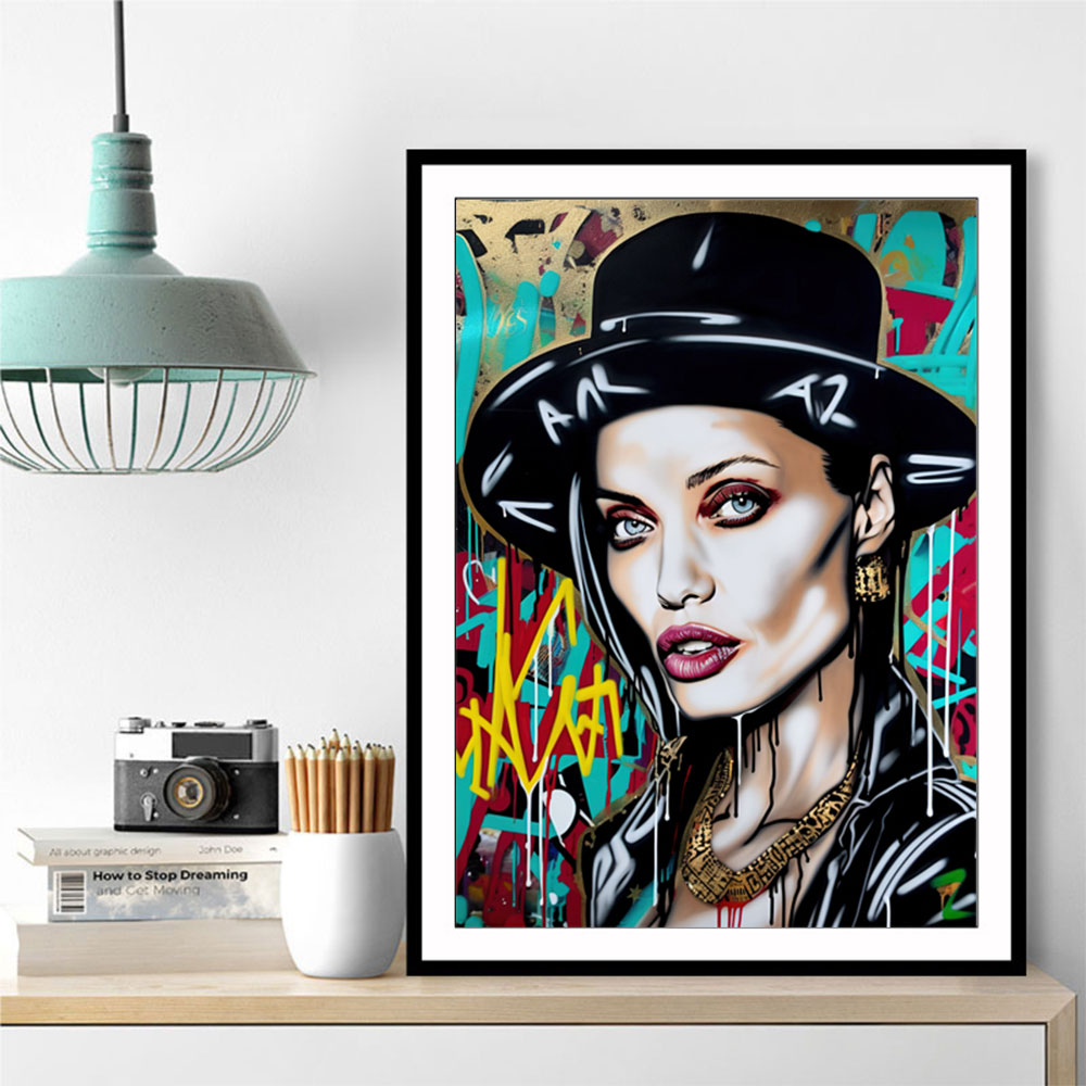 Angelina Jolie Graffiti Style Wall Art