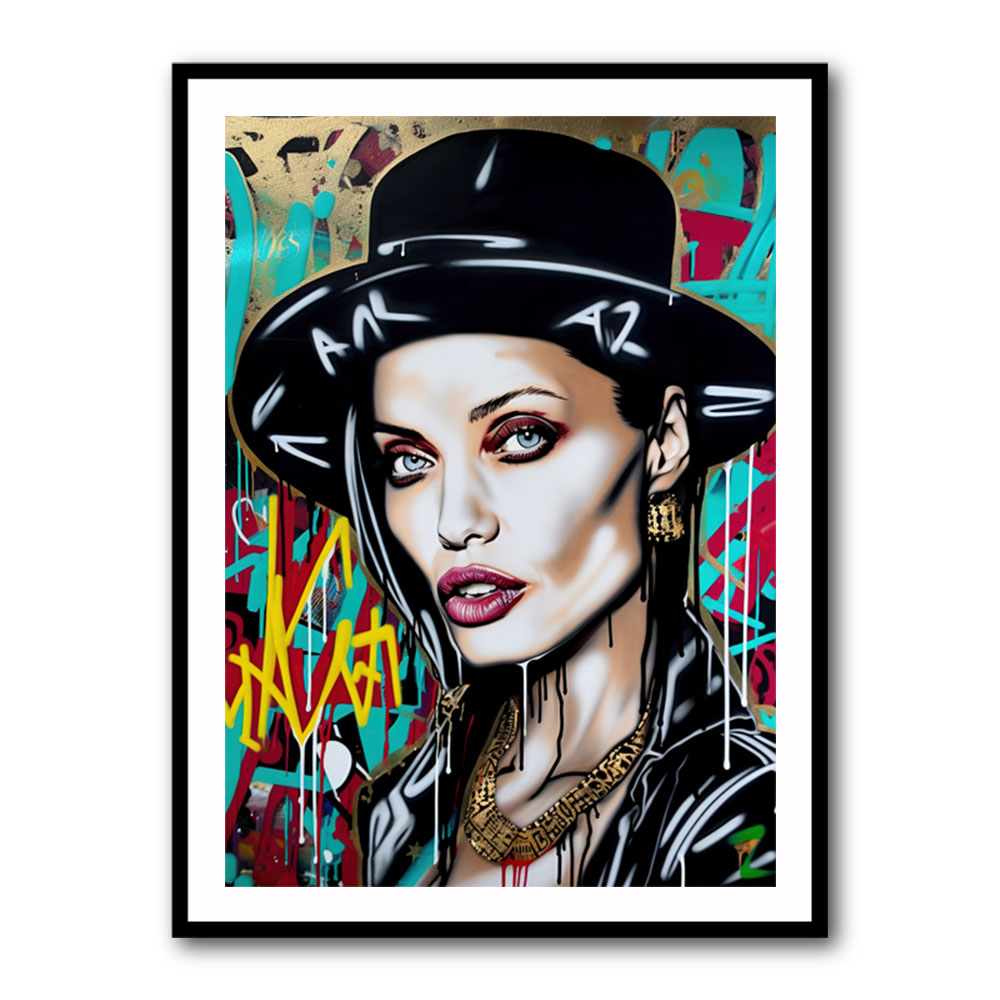 Angelina Jolie Graffiti Style Wall Art