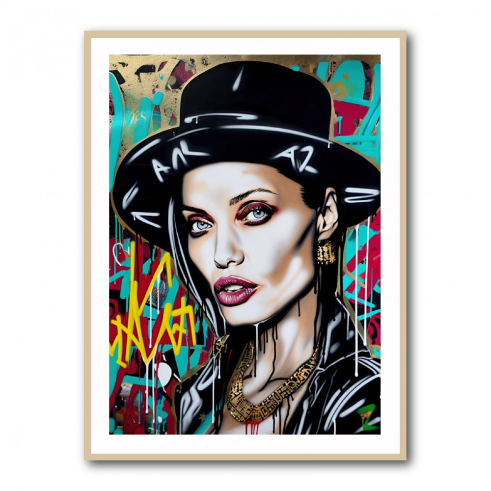 Angelina Jolie Graffiti Style Wall Art