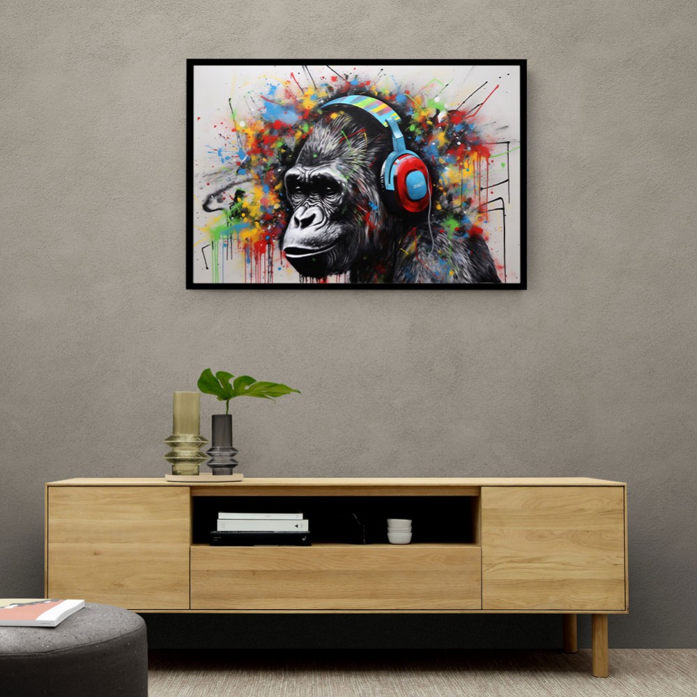 Gorilla In Headphones Graffiti Street Art