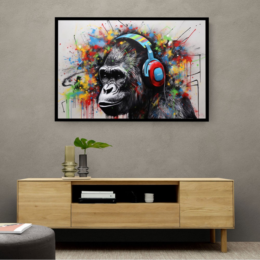 Gorilla In Headphones Graffiti Street Art