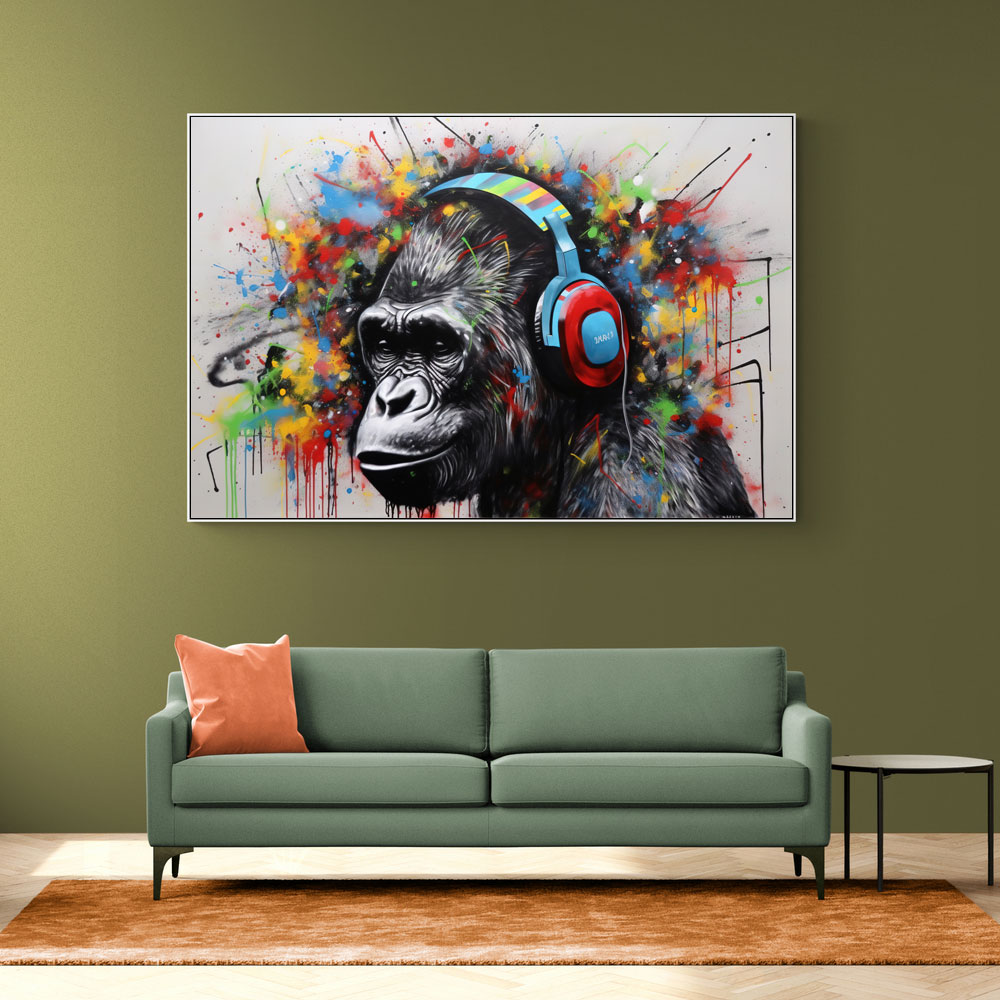 Gorilla In Headphones Graffiti Street Art