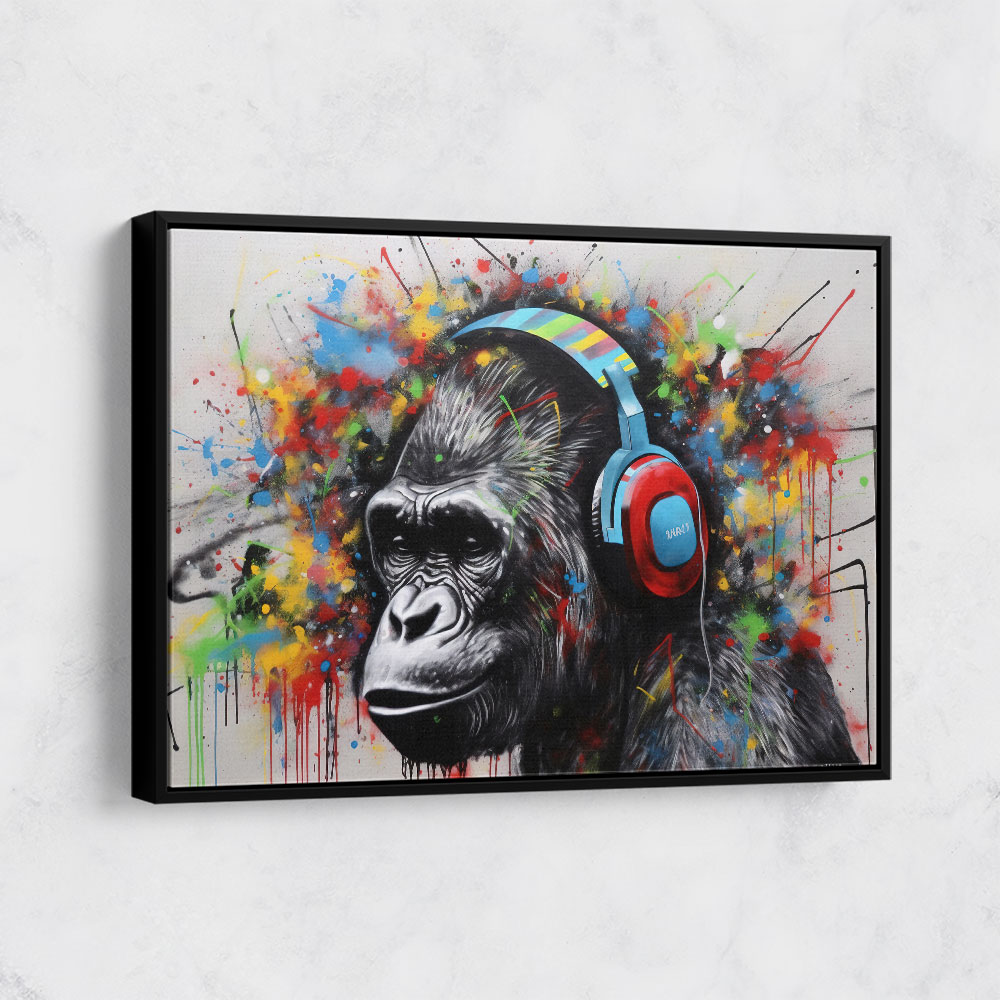 Gorilla In Headphones Graffiti Street Art