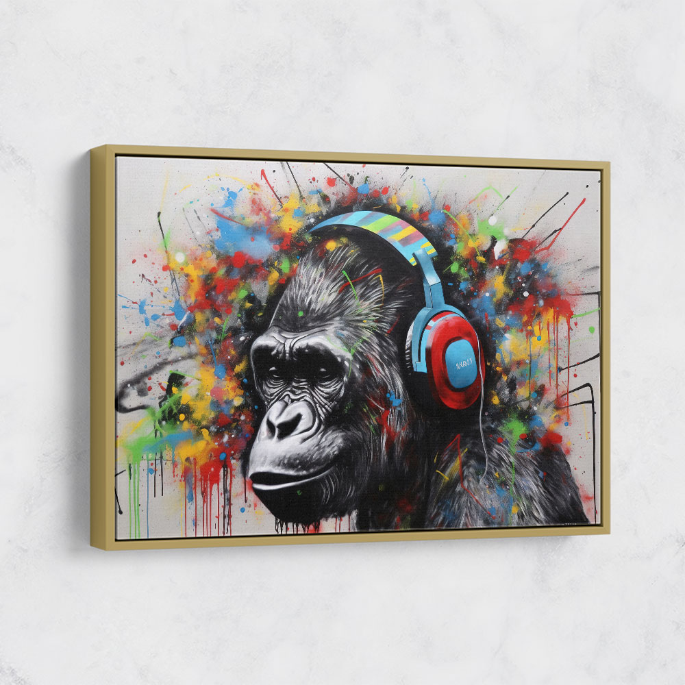 Gorilla In Headphones Graffiti Street Art