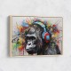 Gorilla In Headphones Graffiti Street Art