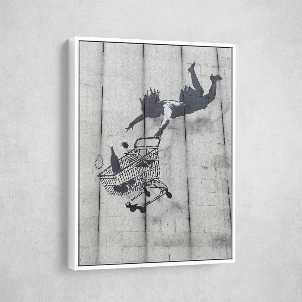 Banksy Shopper Falling With Trolley