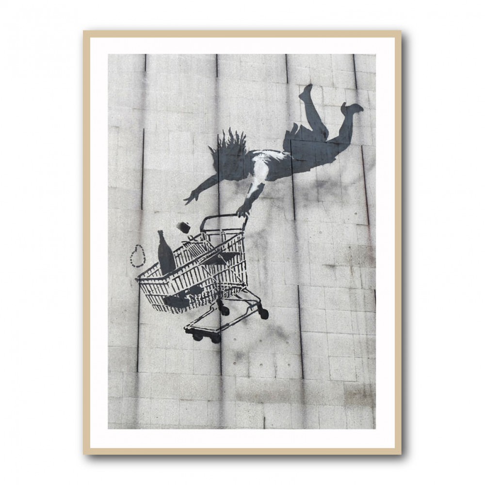 Banksy Shopper Falling With Trolley