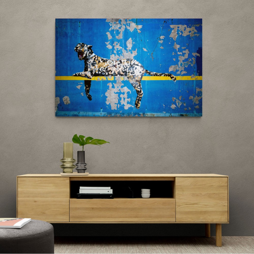 Banksy Blue Leopard Wall Art