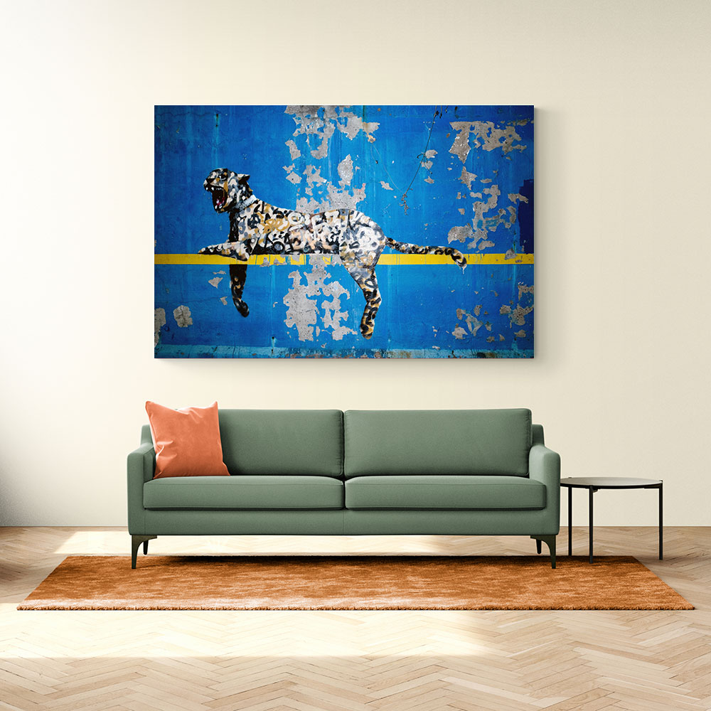 Banksy Blue Leopard Wall Art