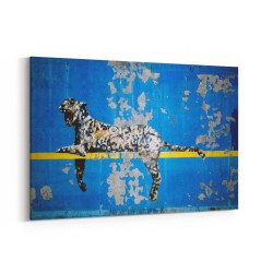 Banksy Blue Leopard Wall Art