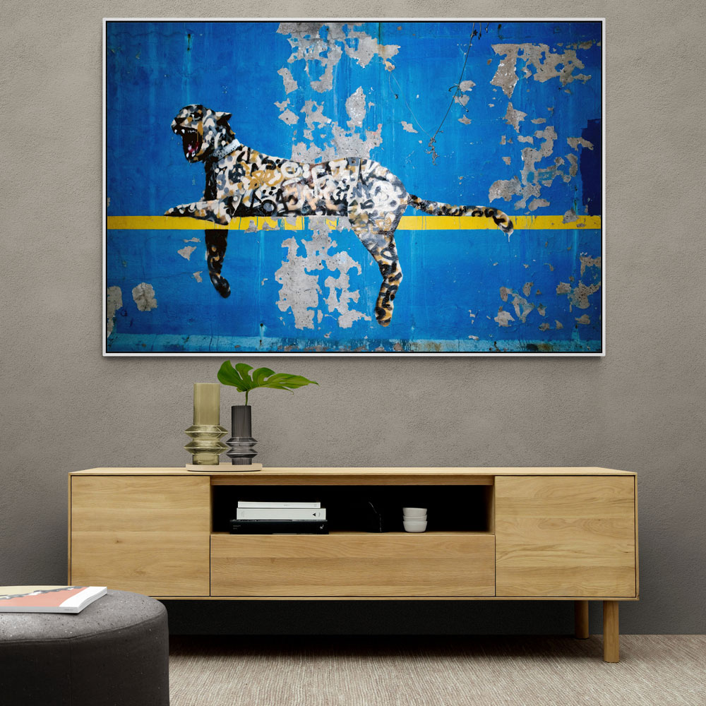 Banksy Blue Leopard Wall Art