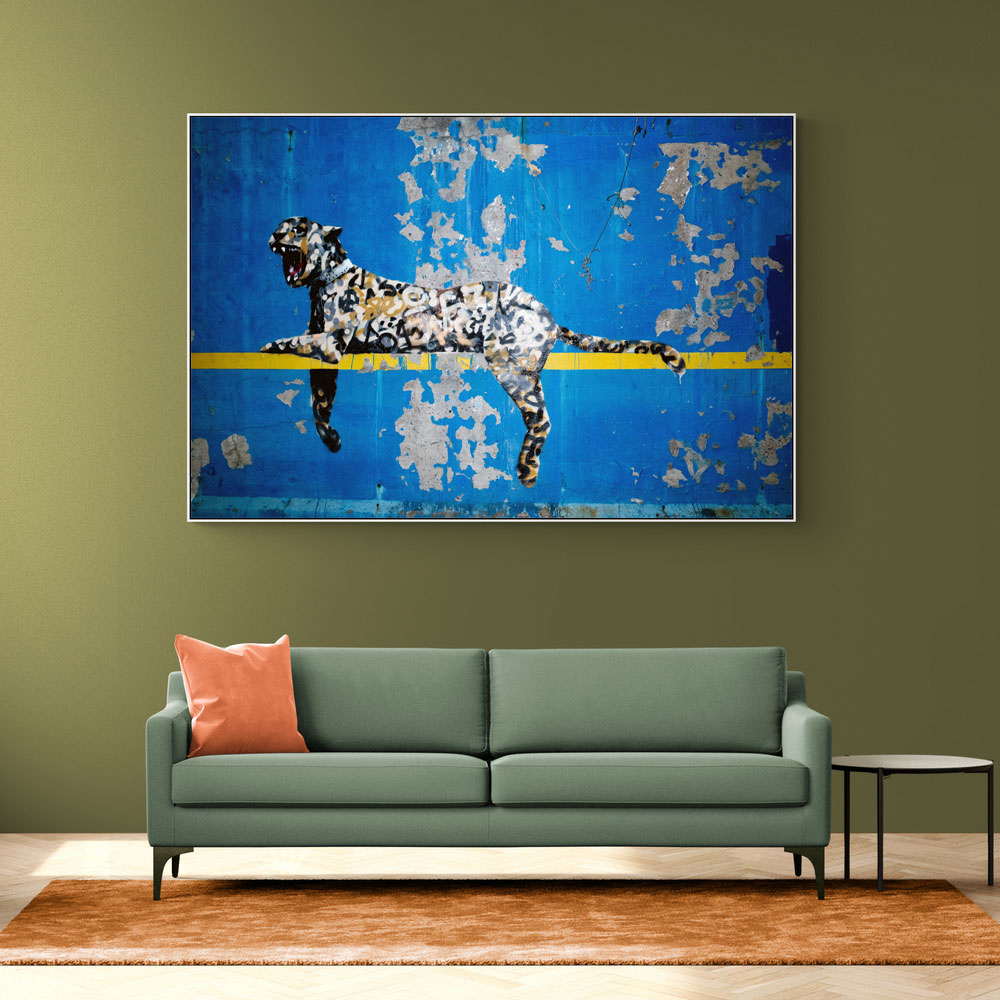 Banksy Blue Leopard Wall Art