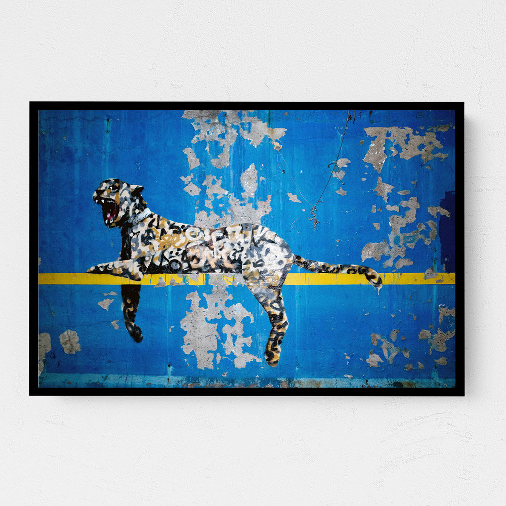 Banksy Blue Leopard Wall Art