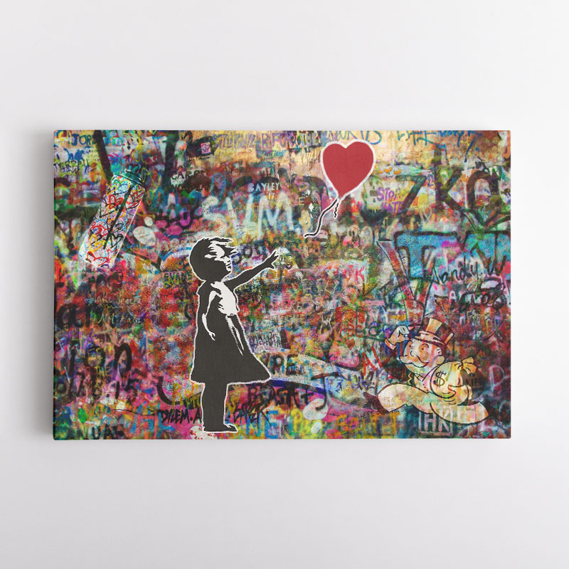 Girl with a Balloon Graffiti Wall Art