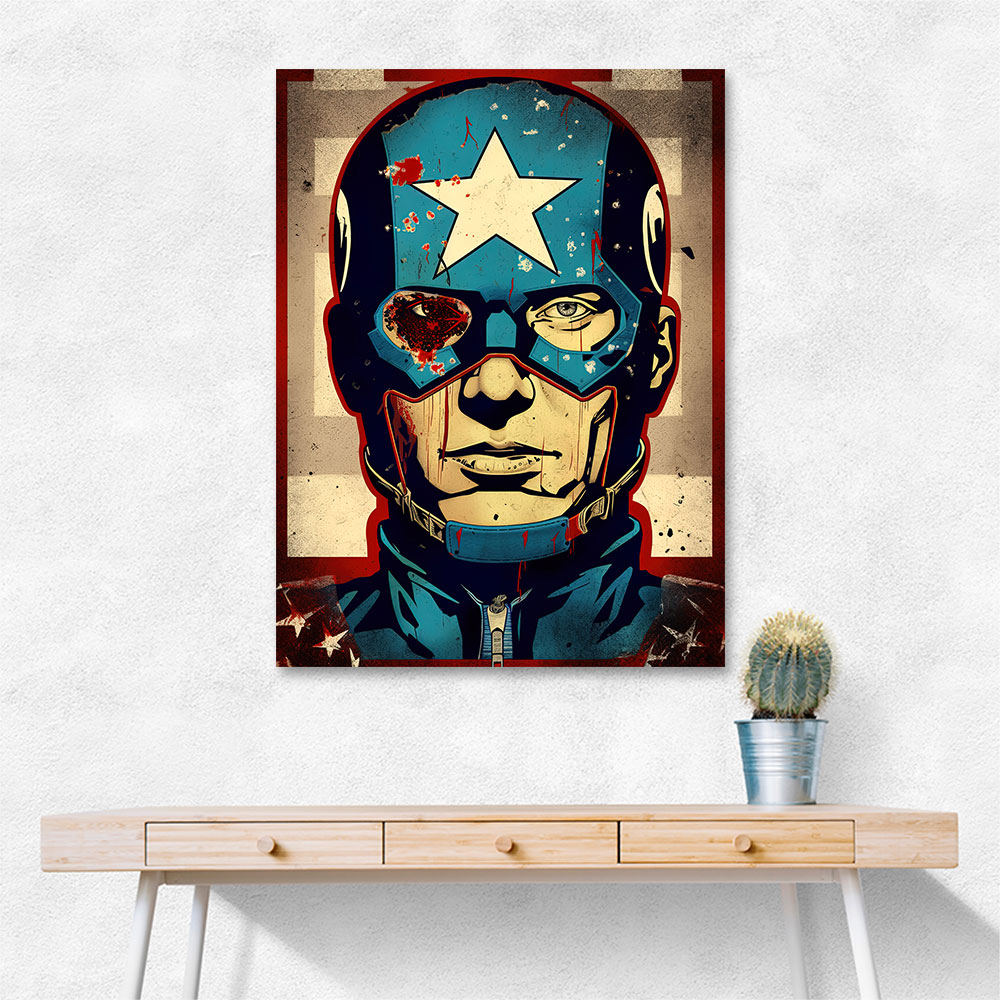 Captain America Grunge Pop Wall Art