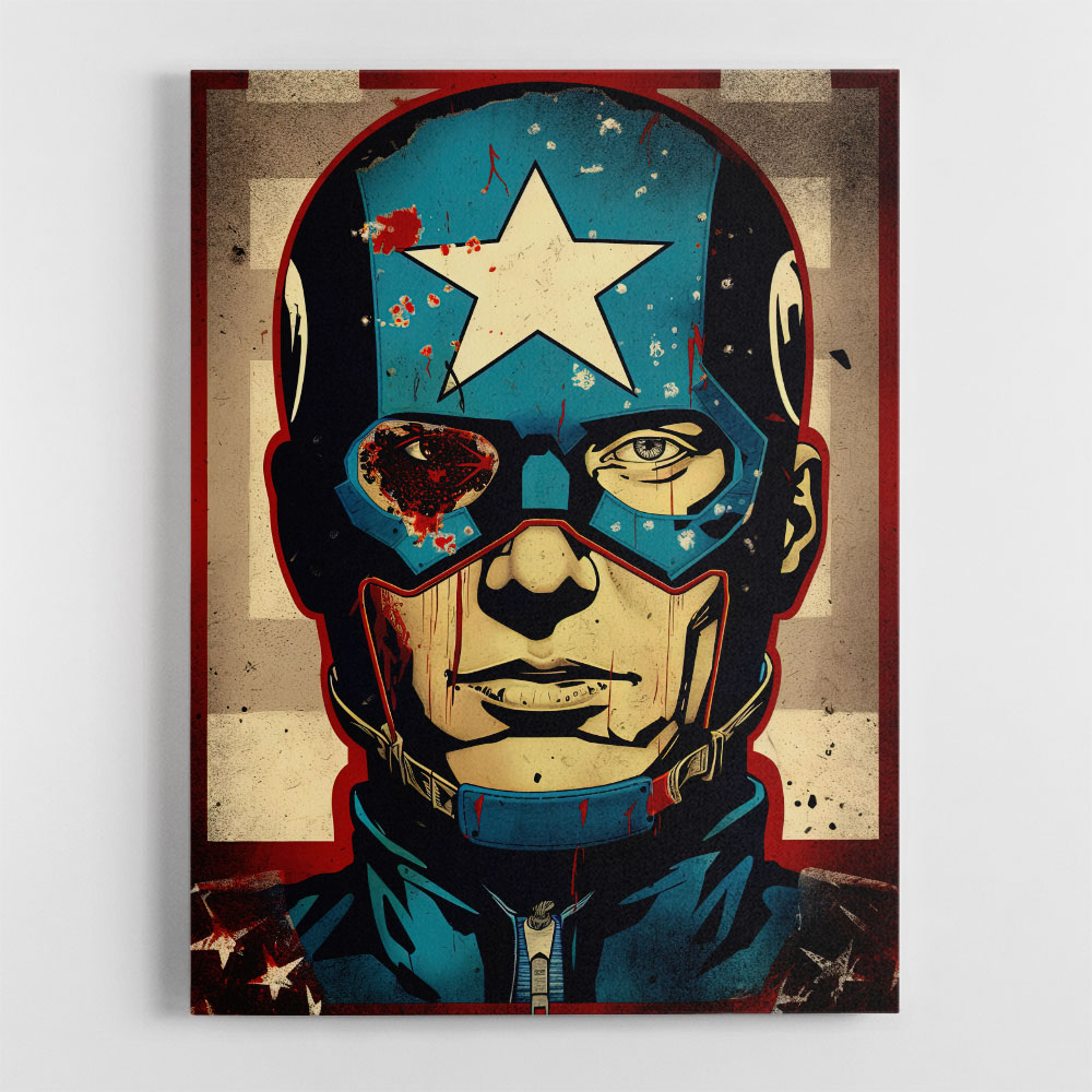 Captain America Grunge Pop Wall Art