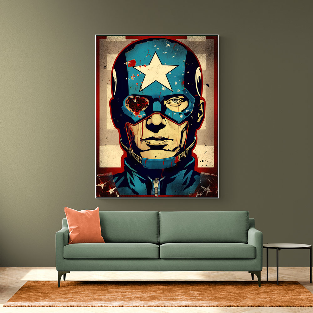 Captain America Grunge Pop Wall Art