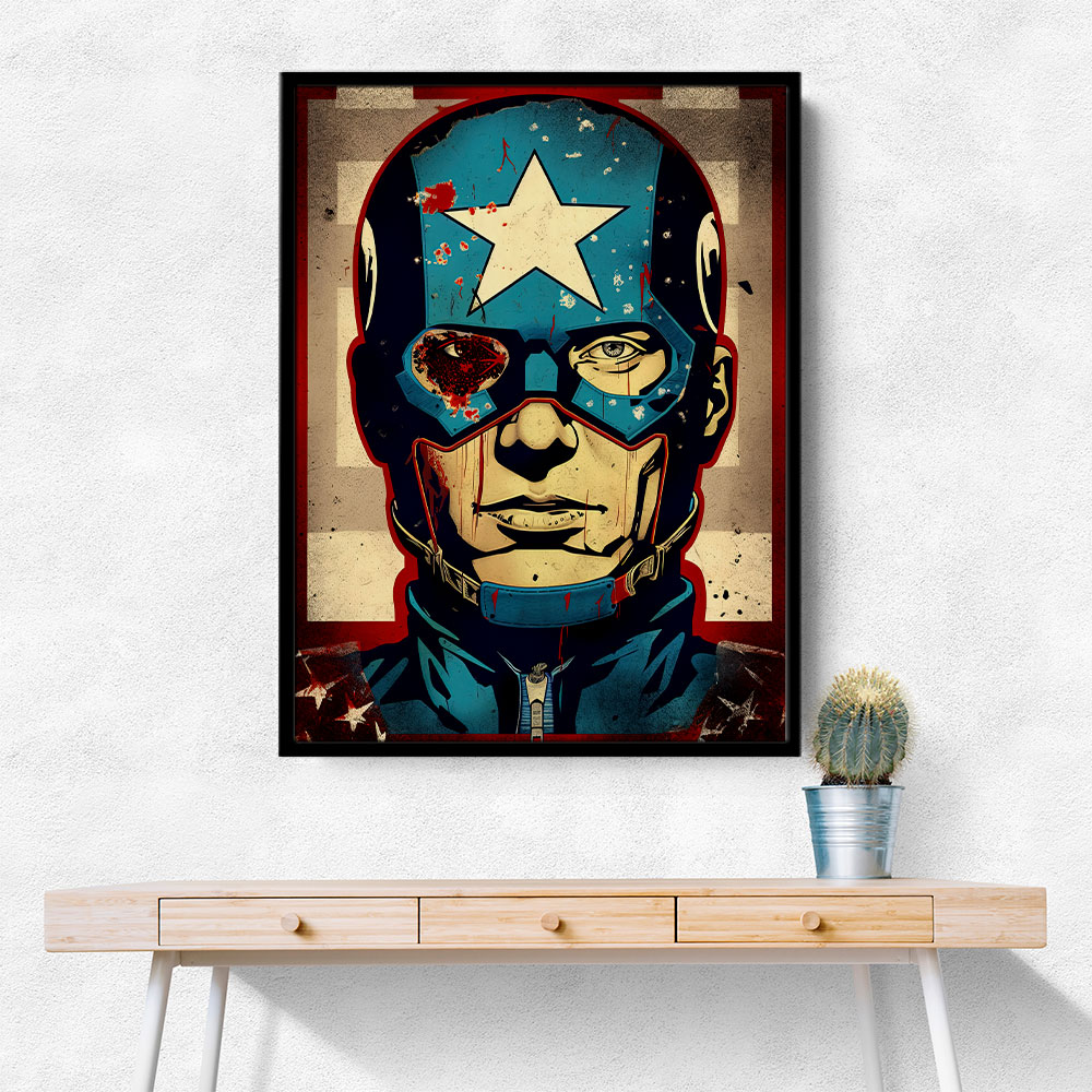 Captain America Grunge Pop Wall Art