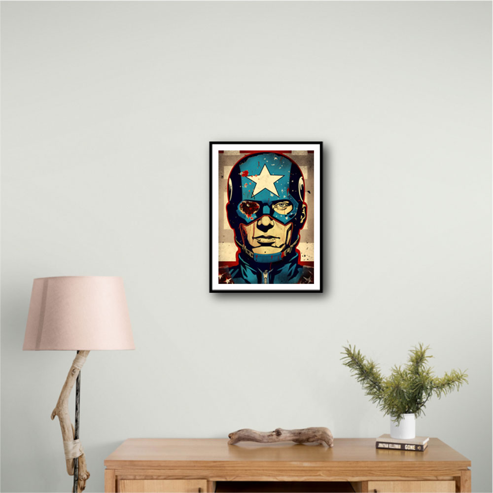 Captain America Grunge Pop Wall Art