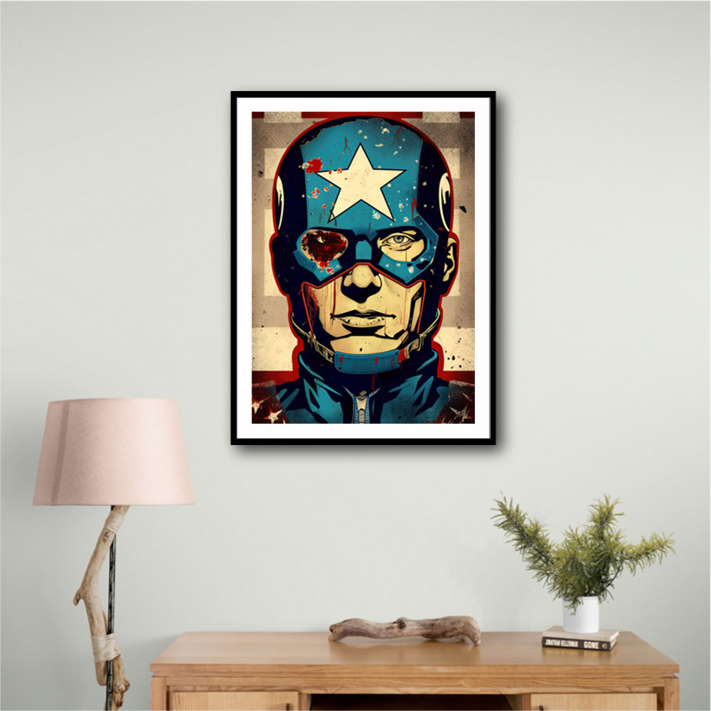 Captain America Grunge Pop Wall Art