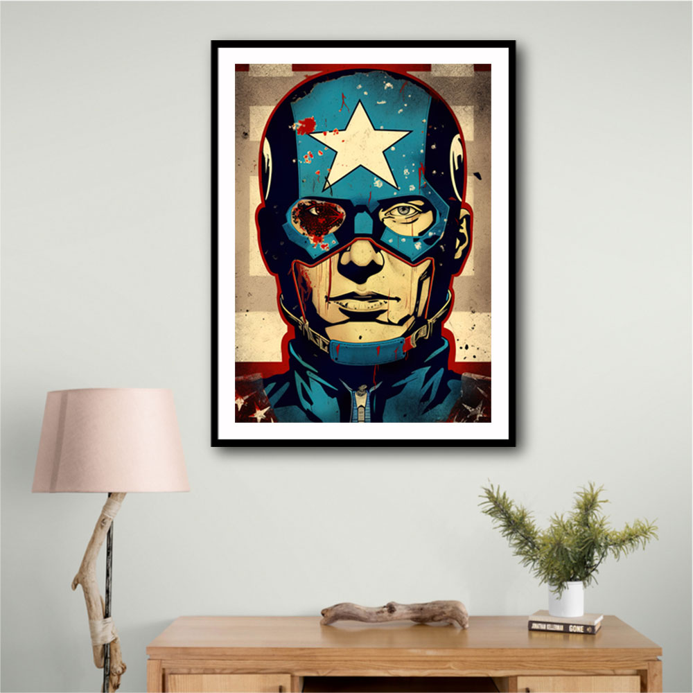 Captain America Grunge Pop Wall Art