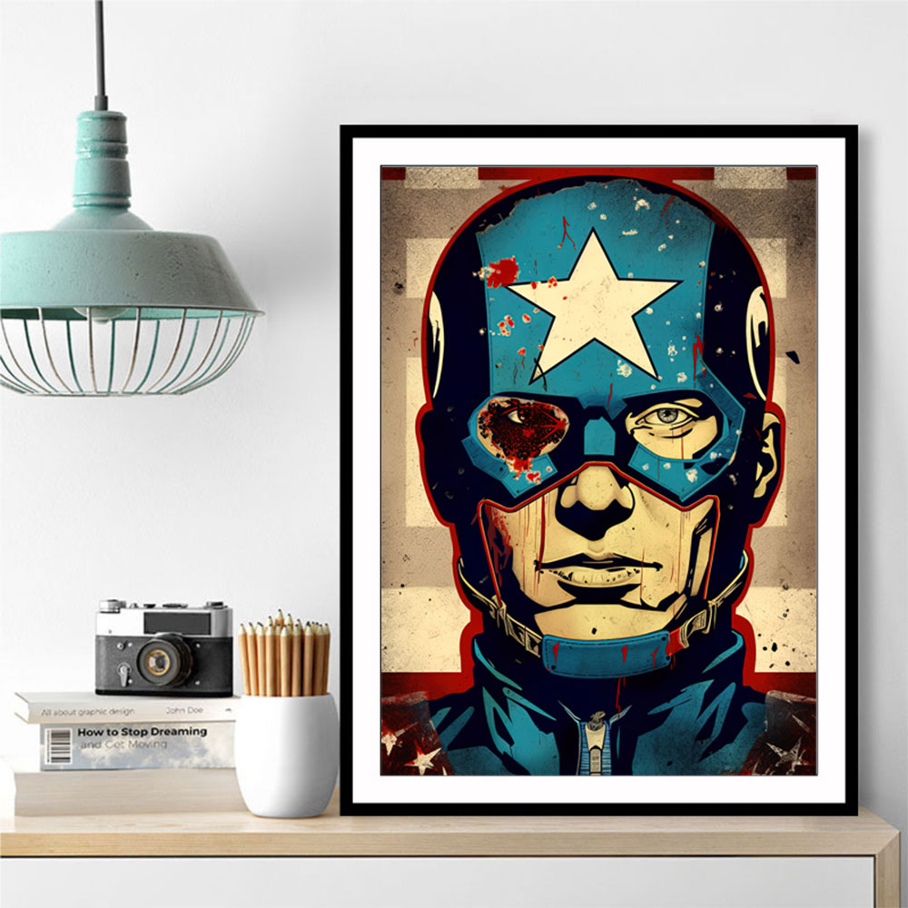 Captain America Grunge Pop Wall Art