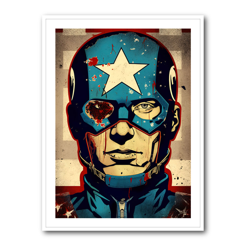 Captain America Grunge Pop Wall Art