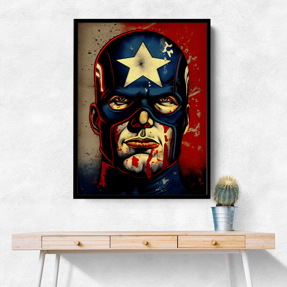 Captain America Grunge Pop 1 Wall Art