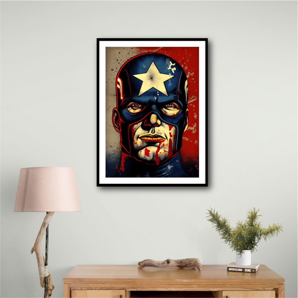 Captain America Grunge Pop 1 Wall Art